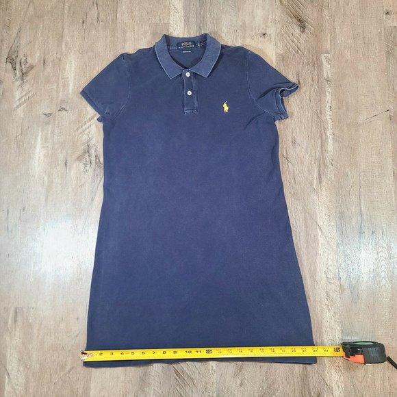 Polo Ralph Lauren Womens The Mesh Mini Dress Navy Blue Large Short Sleeve Cotton - Picture 4 of 6